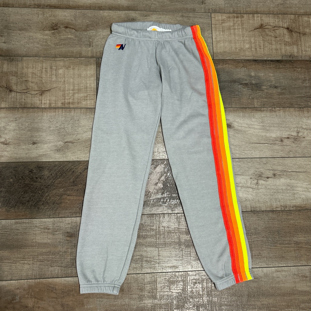 Aviator Nation Light Grey Sweatpants With Neon Stripes